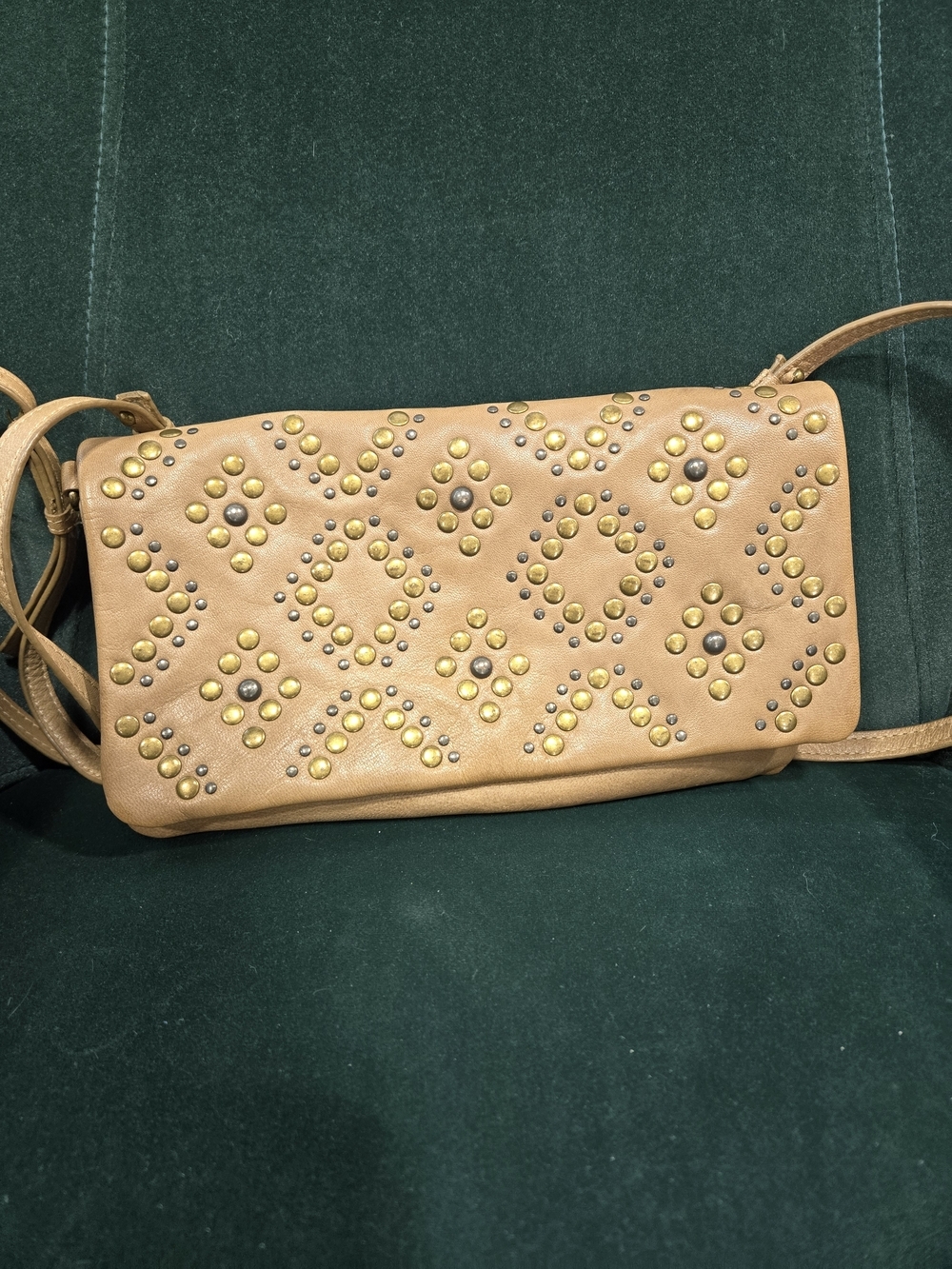 Lucky Brand Tan Studded Leather Crossbody Bag - Picture 6 of 11
